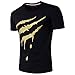 Produktbild Swallowuk Herren Casual Bedrucktes kurzärmeliges T-Shirt Sport Hemd Tops (XL, Schwarz)