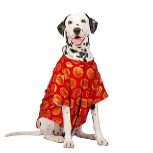 up4pets Party Dazzle Sherwani for Dogs | Pets || Ethnic Dog Clothes for Weddings and Parties (M, Red)