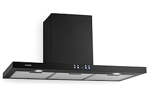 Klarstein Limelight Campana extractora cocina de pared - Extractor de humos, Rendimiento de 600 m³/h, 3 niveles de potencia, Filtros de grasa, Iluminación LED, 64 dB, 90 cm de Ancho, Negro