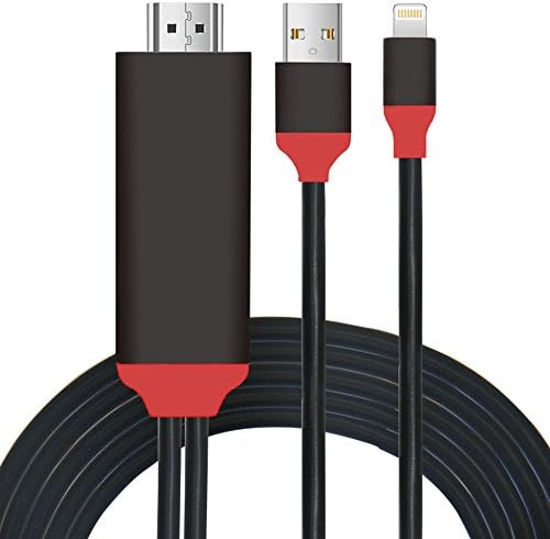 Lightning to HDMI Adapter Cable, 6.6ft 1080P HDMI Video AV Cable Connector Conversion HDTV Adapter for iPhone,iPad,iPod Models (Black)