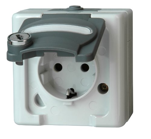 Preisvergleich Produktbild Kopp 104056008 Blue Electric Schutzkontakt-Steckdose mit Sicherheitsschloss-Klappdeckel
