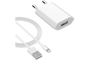 Cargador para Apple iPhone XR X XS 6 7 8 11 12 Pro MAX Mini Plus SE Airpods, Newding Mini Enchufe Adaptador de Corriente de Pared Teléfono móvil Charger 1A/5V y Cable USB