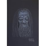 Zeichnung in schwarz weiß von Gandalf aus dem Film Herr der Ringe auf Tonpapier