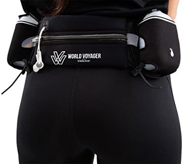 Premium Quality No Bounce Runners Hydration Belt With Reflectors, Smartphone Pocket &amp; BPA free Water bottles (Black)