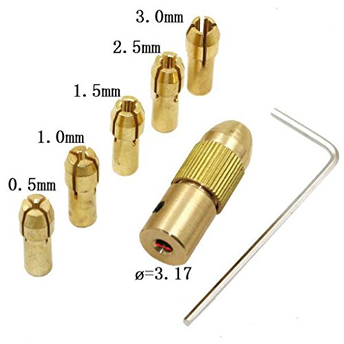 MagiDeal Spannzangen-Set (Spannmutter, Spannzangen 0,5/1/1.5/2.5/3.0 mm) Bohrer Spannzange 7 stk. kleiner elektrisch Micro Twist Bohrfutter Set mit Inbusschlüssel Schnellspannbohrfutter High Speed Stahl - 9