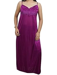 Indiatrendzs Women's Hot Sexy Honeymoon Nightwear Magenta Pink 2pc Nighty Set 38"