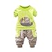FRYS ensemble bebe garcon hiver mode vetement bébé garçon naissance printemps pas cher manteau garçon sport manche longue chemise blouse haut sweat t shirt + pantalons (S(0-6 mois), Vert clair)