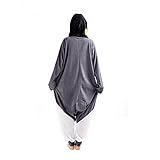 DarkCom Tier-Kostüm für Erwachsene Unisex-Modell Einteiler Jumpsuit ideal Pyjama oder Cosplay-Verkleidung Grau Pinguin -