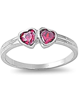 Sterlingsilber Kinderring mit Zirkonia - Herz