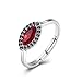 Produktbild SHATANQ S925 Sterling Silber Cat Eye Kristall Ring,Platin und Rot,Hlh