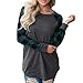 Produktbild ABsoar Sweatshirt Damen Kapuzen Pullover Plaid Shirts Langarm Kurz Sweatshirt Bluse Tunika Oberteile Streewear Langarm Kapuzenpullover Hoodies