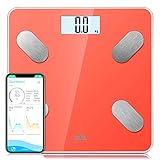 Alta calidad y multifunción: 4 sensores de alta precisión, tecnología es avanzada, auto calibración, indicación de grasa y sobrecarga baja en peso, peso máximo de hasta 180 kg.Tabla para guía de composición corporal, que compara los datos para conocer su condición física.