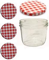 40 Sturzgl&auml;ser 230 ml Marmeladengl&auml;ser Einmachgl&auml;ser Einweckgl&auml;ser To 82 Rot Karriert Vitrea