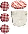 40 Sturzgl&auml;ser 230 ml Marmeladengl&auml;ser Einmachgl&auml;ser Einweckgl&auml;ser To 82 Rot Karriert Vitrea