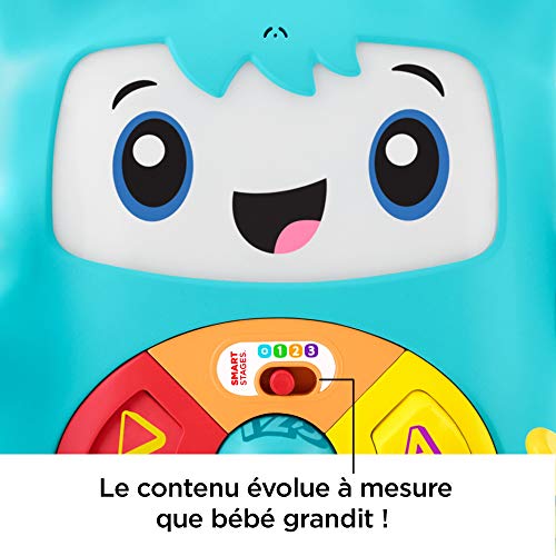 Fisher-Price Mon Ami Rocki robot interactif jouet sons et lumières pour apprendre à bébé les lettres et les formes, 6 mois et plus, version française, FXD01 – Image 6