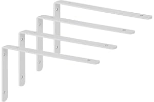 Sayayo Staffe per Mensole Bianche Staffe per Mensole Pesanti 25CM Staffa Angolare in Acciaio Inox Spessore 4MM, Supporti Mensola Reggi Mensola da Muro, 4 Pezzi, EJ5218W-4P