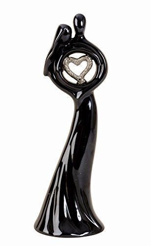 Mel O Design Esclusiva Scultura Deco Figure Amanti Ceramica Perla Blu Altezza 18 cm