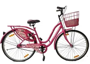 BSA Sofia 26T Single Speed Ladies Bicycle Road Racing Basket Cycle Pink, Girls Women, Ideal for 13+ Years