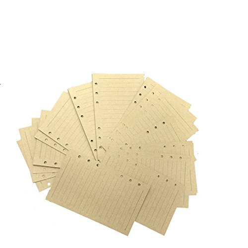 Fontic Vintage elegante Notizbuch nachfüllbar Loseblatt Journal Tagebuch Reisetagebuch Ringbucheinlagen Zeichenfolge gebunden leeren Notebook (A6 Line Kraftpapier) - 4