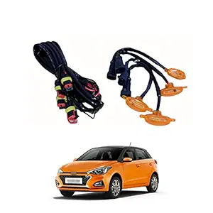 PRIKNIK LED Grille Lights Amber Yellow Grill Led with Fuse Adapter Wiring Harness Kit (4PCS, Amber Shell with Amber Light) Compatible with Elite i20