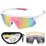  Snowledge Sportbrille Fahrradbrille Herren und Damen Radsportbrille Sonnenbrille Erwachsene Sport Radbrille Polarisiert Windschutz Brille Motorradbrille Rahmen TR90 UV400 Schutz