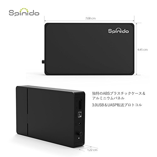 Spinido® USB 3.0 & 2.0 Aluminium Externes Festplatten Gehäuse Optimiert für 3.5″ SATA III HDD mit USB 3.0 Kabel, Tool-free (Black) - 5