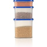 Cutting EDGE Kitchen Storage Container Set for Rice, Dal,Atta, Flour, Cereals, Pulses, Snacks, Stackable, BPA Free (Peppy Blue, Set of 3,1200ml x 1, 1800ml x 1, 525ml x 1)