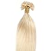 100S Strands 18" 20" 22" Pre Bonded Human Hair Extensions Set Keratin U Tip Nail Remy Hair Long Silky Straight for Women Beauty, 22"-50g, 613# Bleach Blonde
