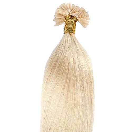 100S Strands 18" 20" 22" Pre Bonded Human Hair Extensions Set Keratin U Tip Nail Remy Hair Long Silky Straight for Women Beauty, 22"-50g, 613# Bleach Blonde