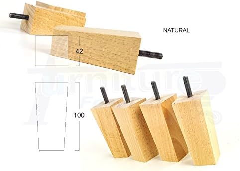 Knightsbrandnu2u 4 x SOLID WOODEN FURNITURE FEET REPLACEMENT FURNITURE LEGS FOR SOFAS, CHAIRS, STOOLS M10(10mm) PKC352Z (Natural)