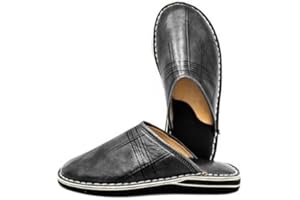 TRADITIONALBM BABOUCHES en CUIR bout rond - Berbères 100% ARTISANALE fait main au maroc - Homme ET Femme couleur noir marron bleu