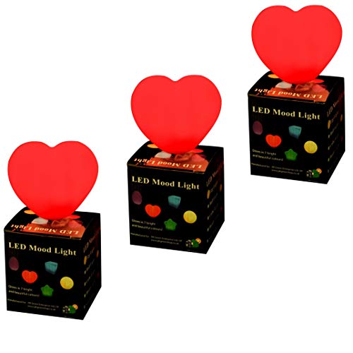 3 Cuori Luminosi LED - 9cm Lampade Romantiche Multicolore da Tavolo, per Camera, San Valentino Decorazioni di PK Green