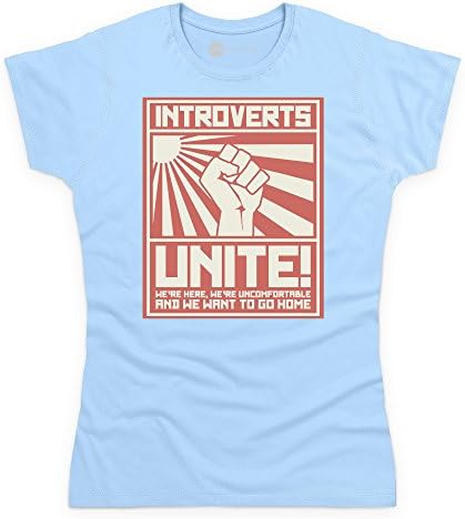 Introverts Unite T Shirt, Female, Sky Blue, S