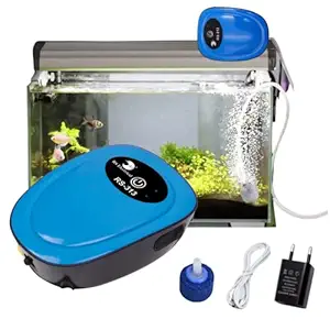 BURAQ USB Rechargeable Aquarium Ultra Silent Air Pump Ac/Dc Dual Speed Oxygen air Bubbler for Fish Tank Aquarium Oxygen Pump Motor with Airline Tube and Air Stone (Power- 1W - BU-313)