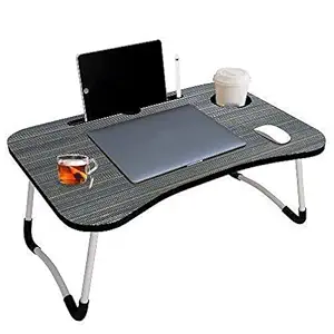 ANGARI Foldable Bed Study Table Portable Multifunction Laptop Table Lapdesk for Children Bed Foldabe Table Work Office Home with Tablet Slot & Cup Holder Bed Study Table Brown Coloured