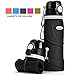 Produktbild Kemier kollabierbare Silikon-Wasserflaschen-750ML, Medizinische Qualität, BPA-Frei, FDA-Zugelassen, Aufrollen, 26oz, auslaufsicher, Faltbar Sport & Outdoor-Wasserflaschen (Schwarz)