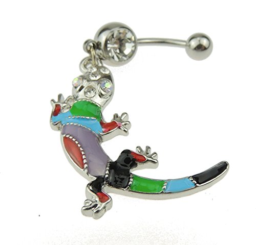 Para mujer quirúrgico 316L anillo de acero con una tira de brillantes multicolor para tener la Oreja Piercing para la barriga de Lagarto Gecko
