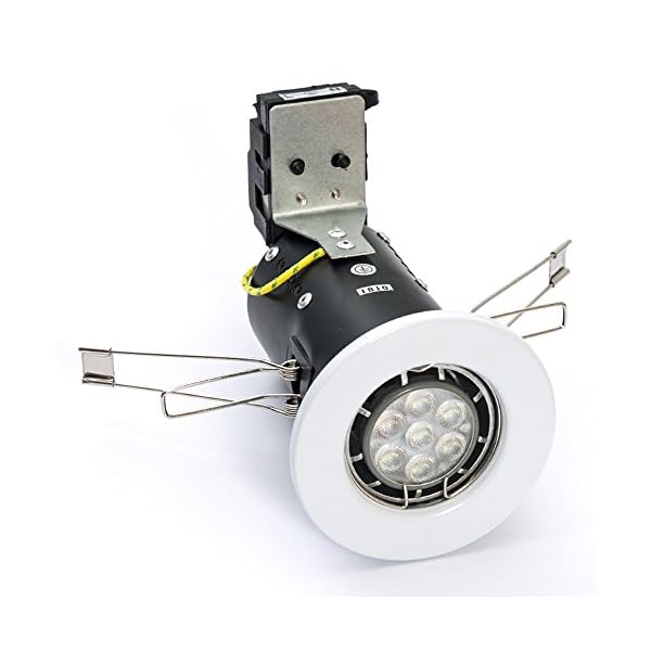Pack of 10 x Fire Rated 5 Watt COB Dimmable LED Downlight in Pressed White in Warm White 3000k LED
