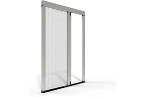 DOMO WEB SHOP Zanzariera Porta Finestra Plissettata Riducibile Con Telaio In Alluminio | Facile Da Montare | Spedizione 1-3 Giorni (Bianco, L 120 x H 240)