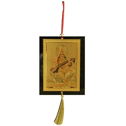 Divya Mantra Sri Saraswati Talisman Gift Pendant Amulet for Car Rear View Mirror Decor Ornament Accessories/Good Luck Charm Protection Interior Wall Hanging Showpiece