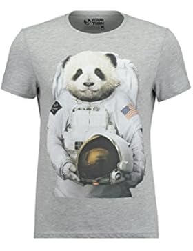 YOURTURN T-Shirt Herren Weiß o. Grau, gemustert – Printshirt mit lustigem Tiermotiv – Kurzarmshirt mit Aufdruck...