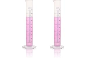 Labvida 2pcs of Plastic Measuring Cylinders, Vol.500ml, PP Material with Blue Printed Graduation, LVF001