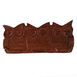 Purpledip Magic Wooden Puzzle Box 3 Wise Owls: Handmade Mystery Keepsake Box Game Gift (11059)