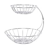 Material: Eisen (verchromt) DESIGN DELIGHTS Obst Etagere Stage  24 cm, Eisen, zweistöckig  Metall Obstständer, Früchteschale, Brotkorb