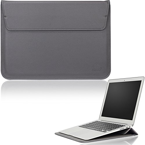 XGUO PU Ledertasche/ Hülle für MacBook Air 13.3 MacBook Pro Retina 13.3 zoll mit Halter Surface Pro 3/4 iPad Pro 12.9 Sleeve Hülle Tasche mit Ständer Erhöhung Schutzhülle(13.3 Zoll, Grau)