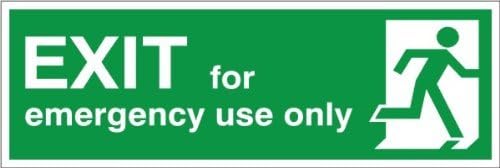 Exit For Emergency Use Only Sign 400mm x 150mm Self Adhesive (FE.27D-SA) (1)