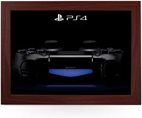 Portable Lap Desk Tray (PS4 Controller Black Controller) Handmade Wooden Frame, Beanbag Cushioned Bottom | Computers, Laptops, Meals, Food | L0194 Brown