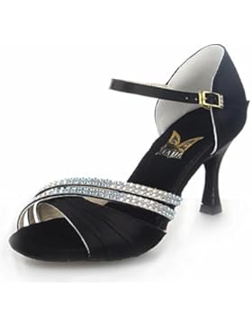 Jia Jia 20524 Damen Sandalen Ausgestelltes Heel Super-Satin mit Strass Latein Tanzschuhe