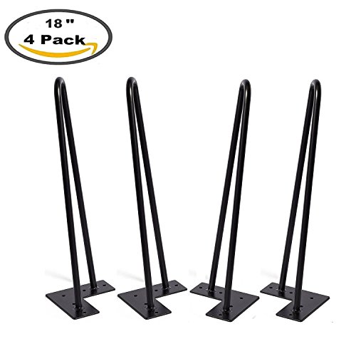 Horquilla piernas 18 pulgadas conjunto de 4, DIY muebles de mesa de metal de las piernas perfecto para mesa de centro, mesa de comedor, escritorio de diseñador, mesita de mesa