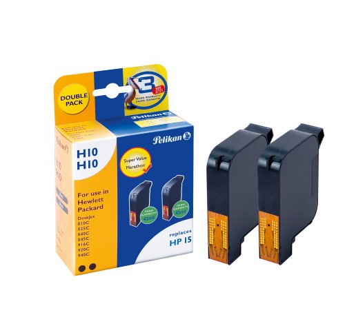 Pelikan Druckpatronen DoppelPack H10H10 ersetzt HP C6615DE, 2x Schwarz (pigment)